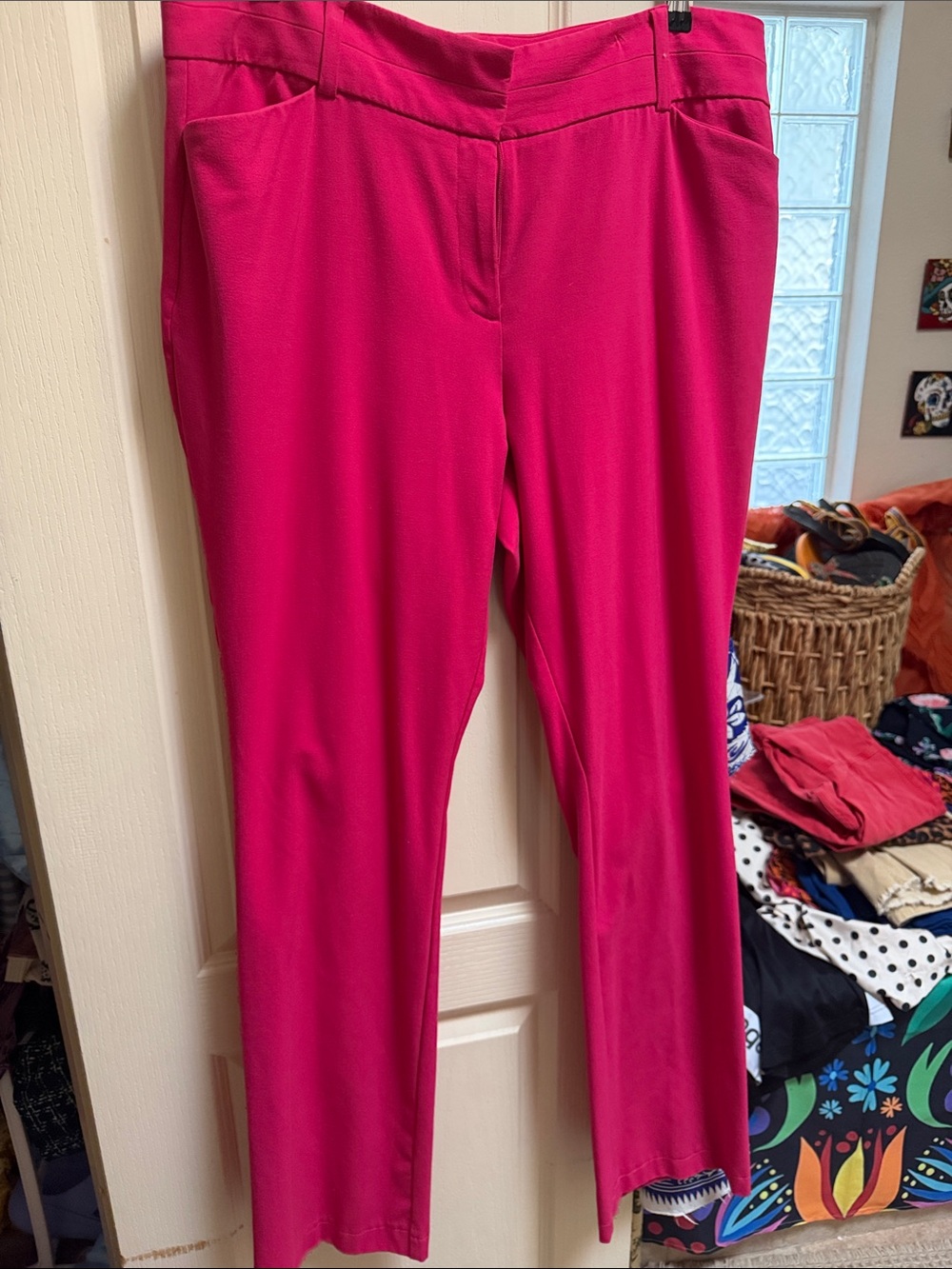 New York & Company Fuchsia Straight-Leg Trousers (TALL)